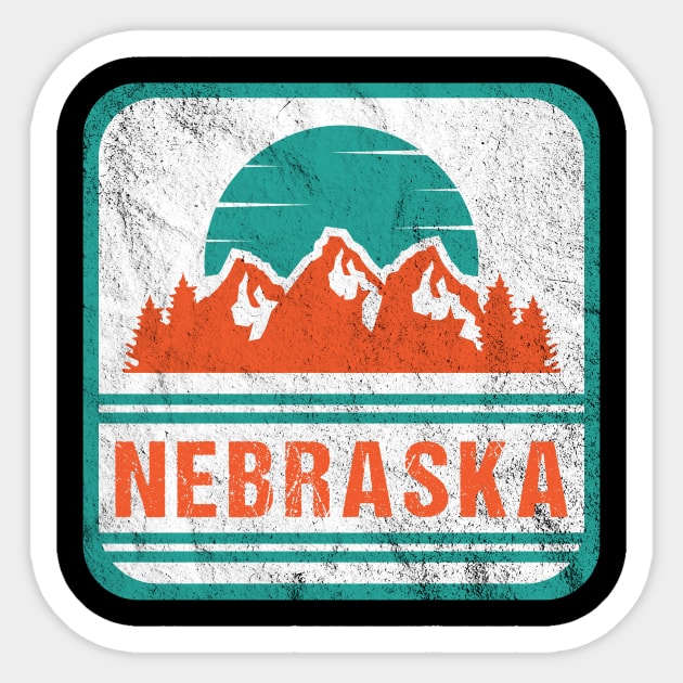 Retro Vintage Nebraska USA Mountain Gift for Men Sticker by JKFDesigns